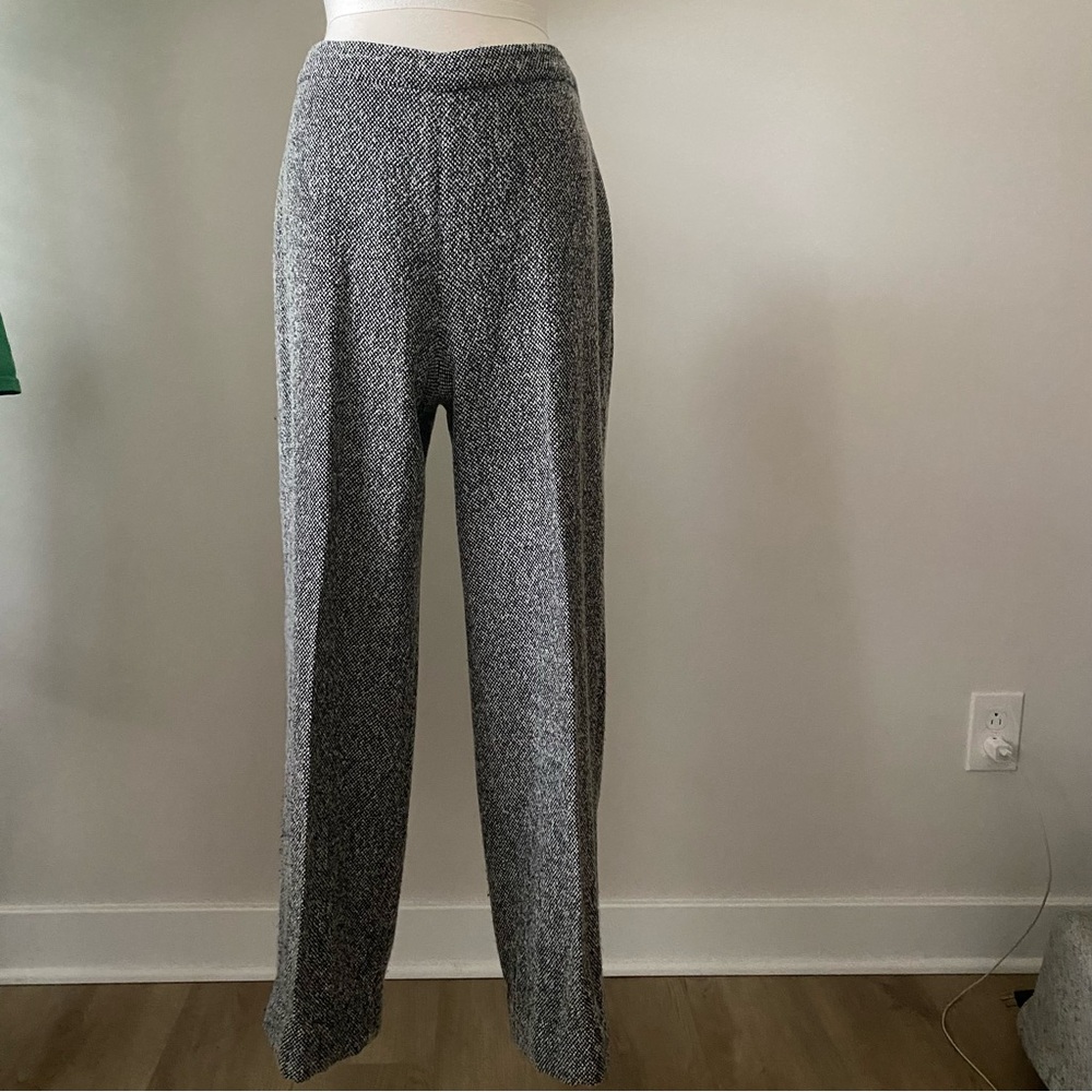 MaxMara High Waist Wide Leg Made In Italy Wool Tweed Trouser Pants size 10